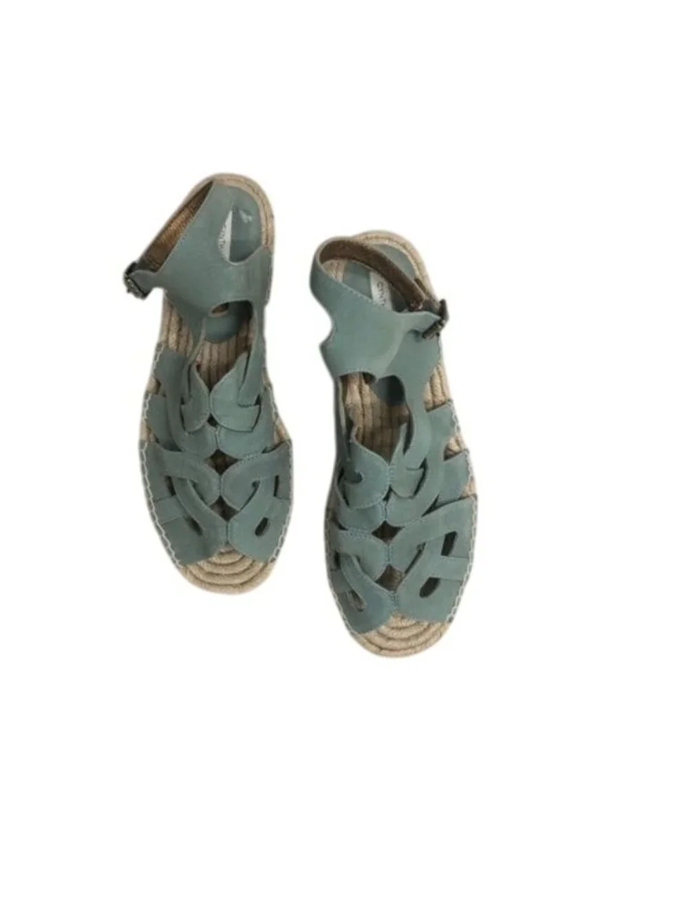Cynthia Vincent Espadrille Platform Sandals Mint Green Suede - Picture 4 of 6